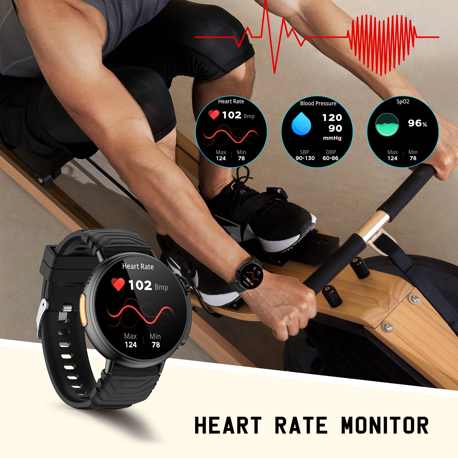 Smart Watch Ultra 1.52" Round HD AMOLED Display with call 120+ SPORT MODES