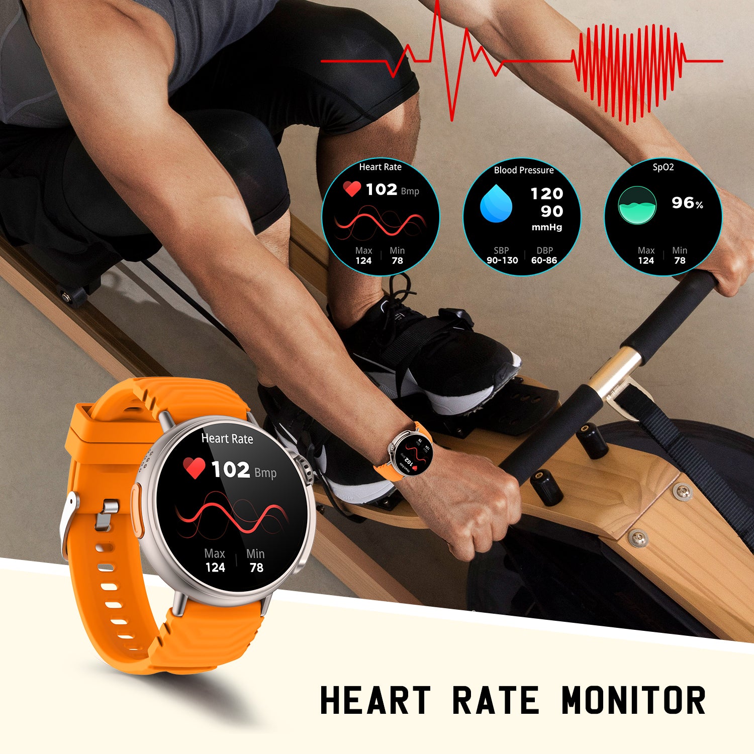Smart Watch Ultra 1.52" Round HD AMOLED Display with call 120+ SPORT MODES